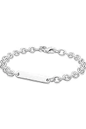 PANDORA Icons Pulsera de eslabones de plata de ley con barra grabable, 18