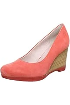 QS by s.Oliver Casual - Zapatos de tacón de Cuero Mujer, Color Naranja, Talla 36