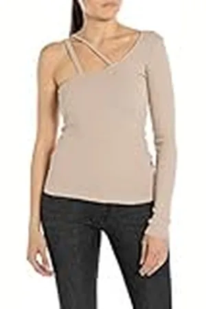 Replay Camisa de mujer de manga larga, top asimétrico, beige (beige claro 893), XXS