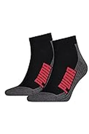 PUMA Cushioned Quarter 2P Calcetines, Unisex, Negro/Gris, EU: 35/38