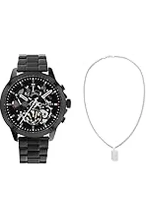 Tommy Hilfiger Reloj Analógico de Cuarzo multifunción para Hombre con Correa en Acero Inoxidable Negro - 1710478 Jewelry Collar para Hombre de Acero Inoxidable - 2790316
