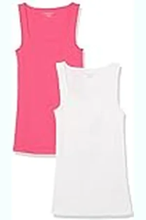 Amazon Camiseta sin Mangas con Cuello Cuadrado y Corte Ajustado Mujer, Pack de 2, , S