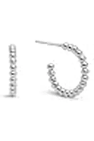 SINGULARU Pendientes Pebble Dots S. Acero Aro con Bolitas de Tamaño Pequeño. Cierre de Silicona y Acero. Joyas para Mujer