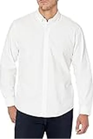 Amazon Camisa Oxford en tela elástica, de manga larga y corte recto (disponible en tallas grandes y largos especiales) Hombre, , 5XL Grande