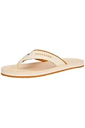Tommy Hilfiger Sandalias de Dedo para Hombre Comfort Beach Sandal, Blanco (Calico), 41