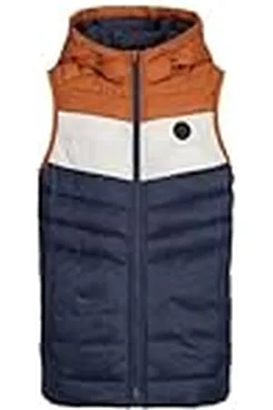 JACK&JONES JUNIOR Jjesprint Puffer Bodywarmer Hood Jnr Chaleco, Chaqueta Marina/Detalle: Mocha Bisque/Moonbeam Blocking, 164 cm para Niños