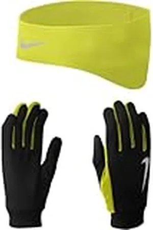 Nike Thermal N.RC.26.023.LG - Cinta para Correr y Guantes de Correr para Hombre, Talla L, Color Negro y Amarillo