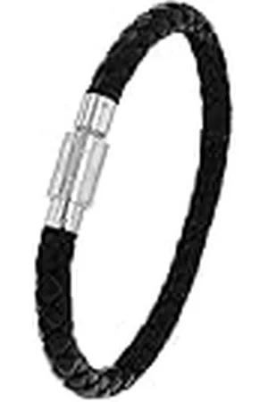 JOOP! Pulsera de acero inoxidable de cuero de los hombres de la joyería del brazo, 21 cm, plata, Viene en caja de regalo de joyería
