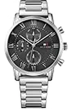 Tommy Hilfiger Reloj de Cuarzo Analógico Multifunción para Hombre de 44mm - Esfera , Pulsera de Acero Inoxidable Plateado, 3 Subesferas, Resistencia al Agua 3ATM - 1791397