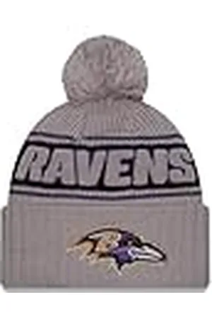 New Era Baltimore Ravens NFL 2024 Sideline Sport Knit Gris Gorro con Pompón