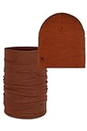 Buff ® Dúo Pack Senderismo Gorro Merino Midweight Beanie Melange Cinnamon y Braga de Cuello Merino Midweight Melange Cinnamon Talla única Adulto