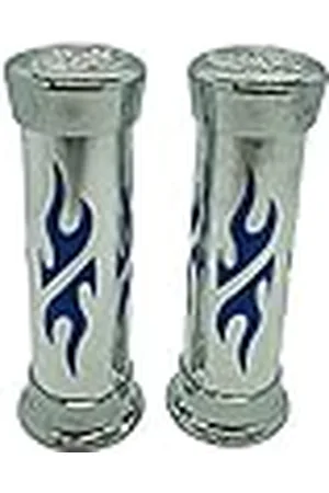 ONE By Camamoto - Puños para Manillar de Moto (cód. 77344059C, Juego de 2 empuñaduras Black Eagle, Color Cromo/Azul, con Agarre óptimo, Producto de fácil instalación, diámetro SX 22 mm/DX 25 mm –