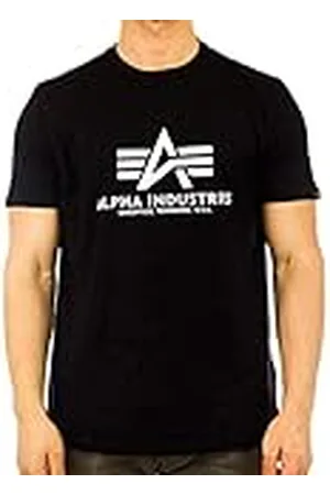 Alpha Industries Basic Reflective Print Camiseta, Negro (Black-03), S para Hombre