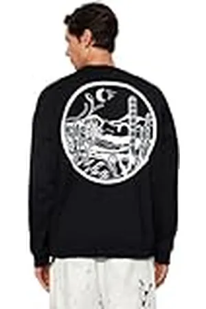 Trendyol Sudadera Oversize con Estampado de Paisaje de Cuello Redondo, , M para Hombre