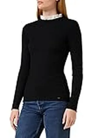 Morgan Jersey manga larga cuello plisado Negro XS
