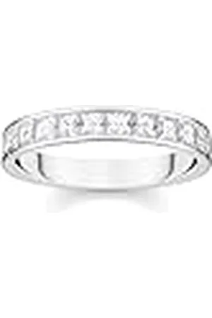 Thomas Sabo Anillo de piedras blancas Pavé Plata Reciclada 925 Plata de Ley Circonita, Talla 56, TR2358-051-14-56, 56, Metal precioso, Zirconia cúbica