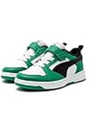 PUMA Rebound V6 LO AC+ PS, Zapatillas, White Black-Archive Green, 34 EU