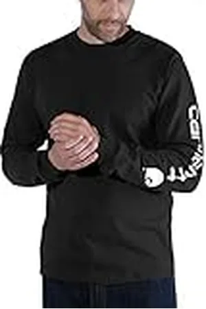 Carhartt Hombre, Camiseta Con Logotipo Gráfico En La Manga Larga, Tejido Grueso, Ajuste Ligeramente Holgado, , XL