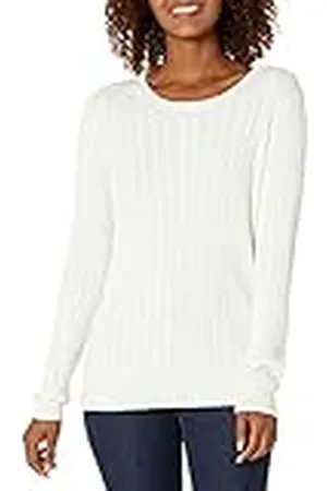 Amazon Jersey de Cuello Redondo y Manga Larga en Ligero Punto Trenzado (Disponible en Tallas Grandes) Mujer, , 6XL Grande