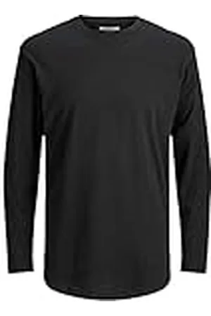 JACK & JONES Jjenoa camiseta ONeck LS Camiseta de Manga Larga, Negro/Ajuste Relajado, L para Hombre