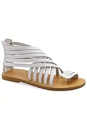 Emmanuela Handcrafted For You Emmanuela Sandalias de gladiador de piel griega con ejes de cremallera, zapatos de verano hechos a mano, sandalias planas estilo boho chic, , 36 EU