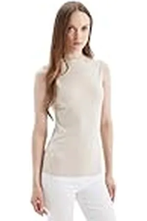 DeFacto Crop Tops-Klassisches Basic Damen-Bequemes Oversize Shirt für Frauen Camiseta túnica, , S Mujeres