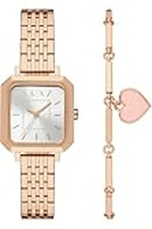 Armani Exchange Reloj Analógico para Mujeres de Cuarzo con Correa en Acero Inoxidable AX7164SET