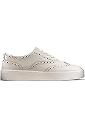 Clarks Hero, Zapatos de Cordones Brogue Mujer, Blanco (White Leather White Leather), 40 EU