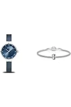 Bering Reloj con Movimiento de Cuarzo para Mujer, colección Solar con Acero Inoxidable y Cristal de Zafiro 14631-XXX Pulseras de Plata para Mujer, BMY5-S-ME-190