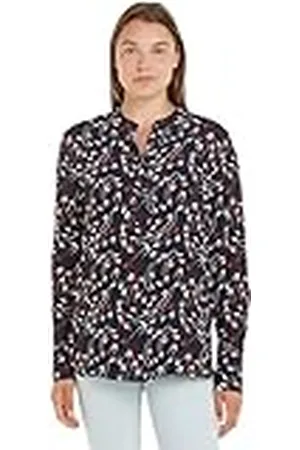 Tommy Hilfiger Blusa Mujer Camisa, Multicolor (Small Ribbon Print/ Desert Sky), 40