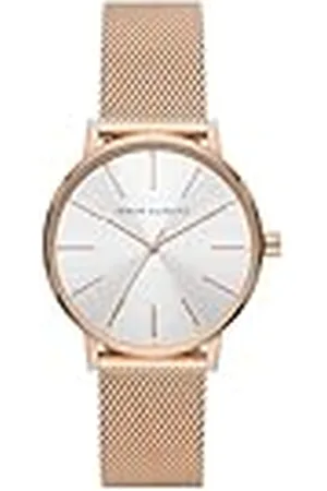Armani Exchange Reloj para mujer, Movimiento de tres manecillas, caja de 36 mm de acero dorado rosa con correa de acero, AX5573