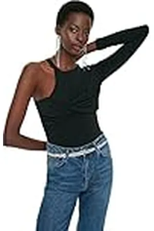 Trendyol Black Collar Detailed Knitted Body Camiseta, , 36 para Mujer