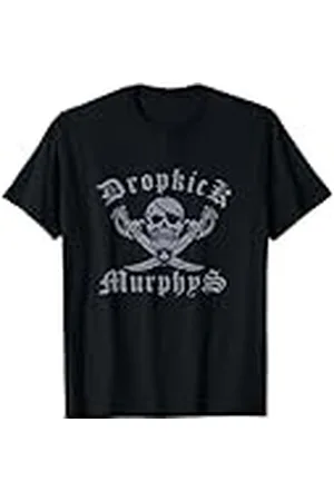 Dropkick Murphys Camiseta Oficial - Jolly Roger - Camiseta de Banda - Unisex - Negra - Manga Corta - Talla S - Poliéster - Importada