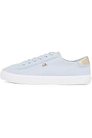 Tommy Hilfiger Sneaker con suela vulcanizada Mujer Canvas Lace Up elegante, Azul (Breezy Blue), 41