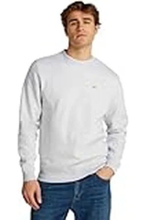 Tommy Hilfiger Sudadera Hombre Regular Fit Flag Fleece con Cuello Redondo, Gris (Silver Grey Heather), S