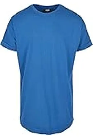 Urban classics Camiseta básica de manga corta holgada, cuello redondo, de algodón, extra larga, con doblez en las mangas, de hombre, moderna, color azul , talla 5XL