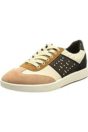 Geox D Meleda A, Sneakers para Mujer, Multicolor (Cream/Black), 37 EU