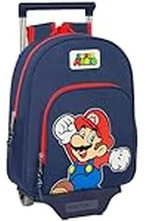 Safta SUPER MARIO WORLD - Mochila Infantil con Carro 705, Ideal para Niños de Diferentes Edades, Cómoda y Versátil, Calidad y Resistencia, 28x10x34 cm, Color