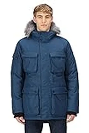 Regatta Mens Aziel Parka impermeable y transpirable con aislamiento de plumón, capucha y multibolsillos