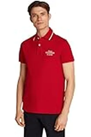 Tommy Hilfiger Polo de manga corta Hombre Left Chest Graphic Regular Fit, Multicolor (Medium Red), XL