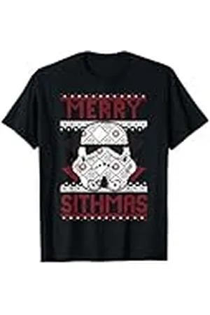 STAR WARS Camiseta de Navidad Fea de Stormtrooper - Unisex-Adultos - Manga Larga - Pequeño - Negro