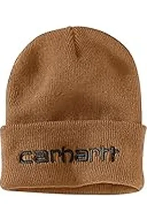 Carhartt Gorro de punto aislado, dobladillo con logotipo gráfico Unisex, Brown, OFA