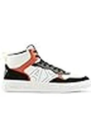 Armani Exchange Logotipo de Costura Lateral, Detalles de Gamuza de Vaca, Top Alto, Zapatillas Hombre, Negro, Naranja, 41 EU