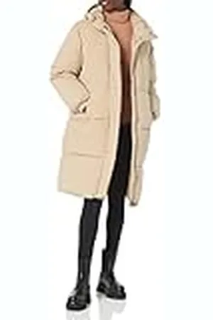Amazon Chaqueta Acolchada Larga y de Talla Grande con Capucha (Disponible en Talla Grande) Mujer, , M