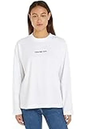 Calvin Klein Jeans INSTITUTIONAL Loose Long Sleeves J20J222021 Camisetas de Punto de Manga Larga, , L para Mujer