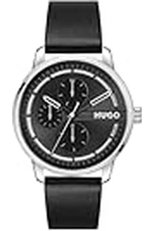 HUGO BOSS Reloj Analógico de Cuarzo Multifunción para Hombre Colección #Stamp Multi con Correa de Cuero Negra - 1530366