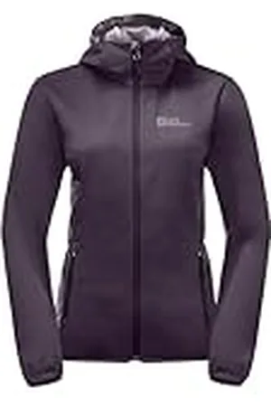 Jack Wolfskin Windhain-Felpa con Cappuccio Chaqueta Softshell, Ciruela de Medianoche, S Mujeres