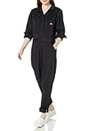 Dickies Mono de Sarga de algodón de Manga Larga Overoles de Trabajo utilitario, Negro, S para Mujer