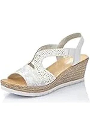 Rieker Mujer Sandalias 61916, señora Sandalias con Plataforma,Zapato de Verano,cómodo,Suela Gruesa,Blanco (Weiss / 80),38 EU / 5 UK