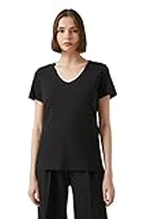 Koton Camiseta básica de Manga Corta con Cuello en V, , XXL para Mujer